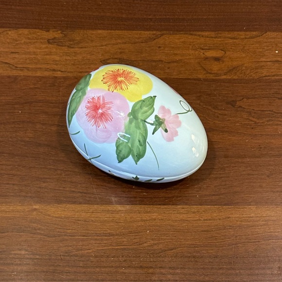 🌟3xHP🌟Blue Floral Ceramic Easter Egg Trinket Dish Decoration - Picture 2 of 8